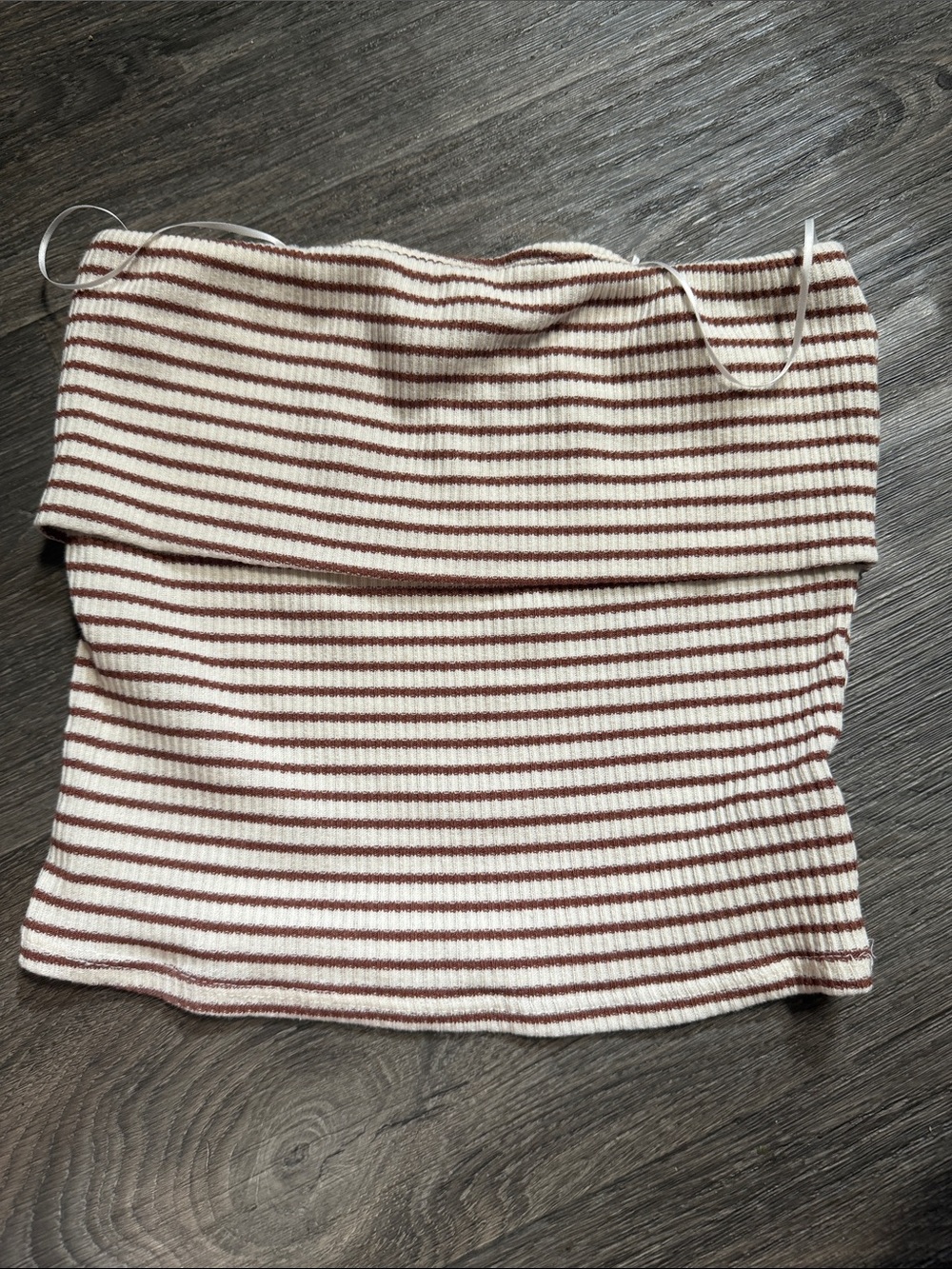 Gaze Cream and Brown Striped Ribbed Top size M